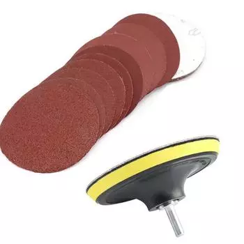 Электроинструмент — 10 шт. шлифовальные диски с крючком и петлей разной зернистости, 125 мм, с опорной тарелкой и адаптером для дрели