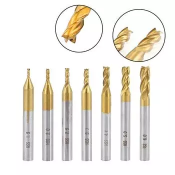 Электроинструмент - 1,5-6 мм, фрезы из быстрорежущей стали с титановым покрытием, 4-х канавка, концевая фреза, фреза