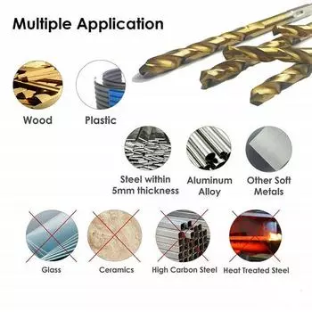 Электроинструмент — 1 шт., сверло из быстрорежущей стали из быстрорежущей стали с титановым покрытием, 1/4, шестигранный хвостовик, 1,5–6,5 мм 1.5mm