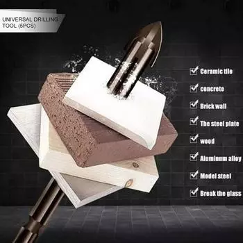 Электроинструмент-5 шт. Эффективный универсальный сверлильный инструмент Многофункциональный наконечник сверла из крестообразного сплава