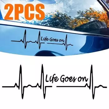 Электрокардиограмма Наклейки на автомобиль Универсальный автомобильный стилистический внешний вид Украшения Водонепроницаемая наклейка на автомобиль Жизнь продолжается Кардиограмма Наклейки