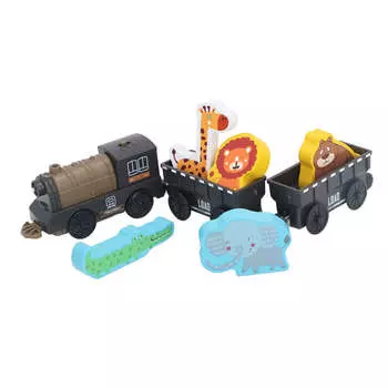 Электромагнитная игрушечная железная дорога с животными, дошкольная образовательная обучающая игрушка, игрушки для мелкой моторики, игровой набор для детей ясельного возраста синий