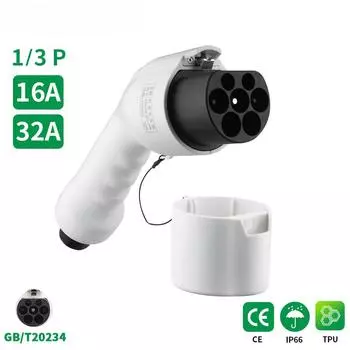 Электромобиль Европейский стандарт вилки для блока питания CEE, гнездовой адаптер 16A, трехфазное портативное зарядное устройство мощностью 11 кВт 220V 16A