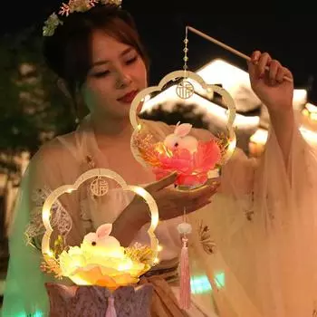 Электроника Кролик Фонарь Самодельный Праздник середины осени Фонарь Цветочный Светильник Праздник лодок-драконов