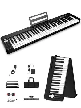 Электронная 61 Складная 128 128 Двойная Bluetooth MIDI Педаль Наушники Сумка В комплекте Фортепиано, Клавиши, Портативная, Полутяжелая клавиатура, Тоны, Ритмы,