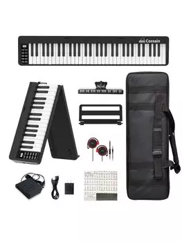 Электронная 61 складная 128 128 двойная Bluetooth MIDI педаль наушники сумка в комплекте пианино, клавиши, мобильный телефон, полутяжелая клавиатура, тоны, ритмы, функция,