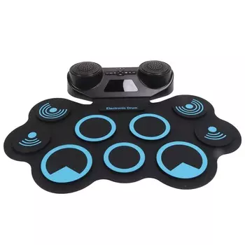 Электронная барабанная установка 9 барабанных пэдов Двойные динамики Практика Roll Up Drum Портативный Bluetooth Дети Электрический US Plug