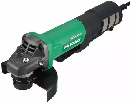 Электронная дисковая шлифовальная машина HiKOKI с тормозом. Лопастной переключатель. Оснащена системой уменьшения отдачи и механизмом предотвращения повторного запуска. Диаметр игрушки 125 мм.