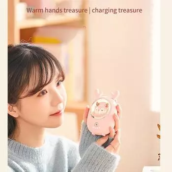 Электронная грелка для рук, мини-грелка для рук, 6500 мАч, внешний аккумулятор, портативная USB-перезаряжаемая грелка для рук для кармана розовый