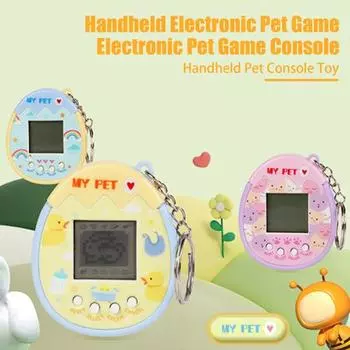 Электронная игрушка для домашних животных с брелком 168 животных Мини-цифровая машина для домашних животных Ручная виртуальная игровая консоль для домашних животных Рюкзак Подвеска Дети Взрослые Подарки на день рождения розовый