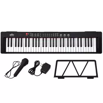 Электронная клавиатура RiZKiZ Slim Type 200 типов инструментов 61 тип клавиатуры микрофон автоматическая запись [61 клавиша] тоны, перкуссия,