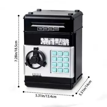 Электронная копилка, автоматический мини-сейф, монеты, экономия денег, копилка, пароль, счетчик, кодовый замок, банк монет, банкомат, подарок ребенку чёрный