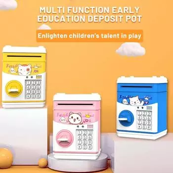 Электронная Копилка Безопасная Копилка для Мальчиков и Девочек Детская Цифровая Монета Наличные Сбережения Сейф Банкомат Подарок