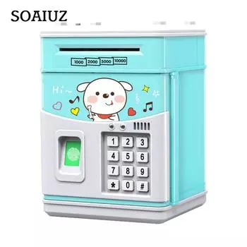 Электронная копилка MINI ATM Saving Box с паролем, имитирующим отпечаток пальца, денежный банк для наличных денег Type-4 розовый