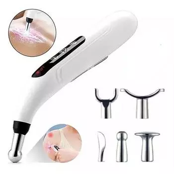 Электронная массажная ручка 5-в-1, ручка для акупунктуры, обезболивающая терапия, батарея/зарядка, мощная энергетическая ручка, инструменты для облегчения боли Charging Style серебряный