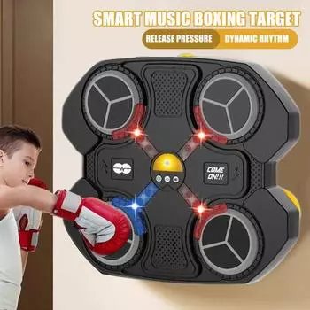 Электронная музыкальная боксерская мишень настенный боксерский тренажер с динамиками световые эффекты простая установка умный боксерский тренажер с перчатками для домашних тренировок чёрный