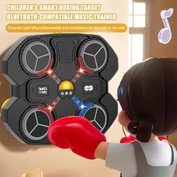 Электронная музыкальная боксерская мишень настенный боксерский тренажер с динамиками световые эффекты простая установка умный боксерский тренажер с перчатками для домашних тренировок чёрный