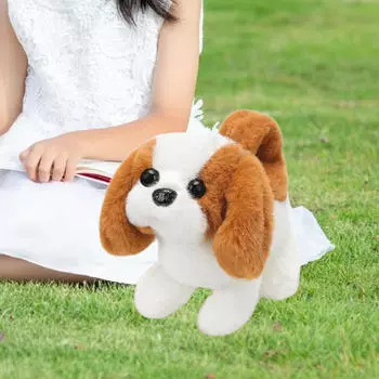 Электронная плюшевая игрушка для собак, имитация виляния хвостом, компактная, реалистичная, забавная, ходящая