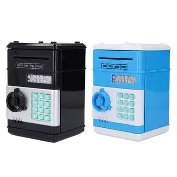 Электронная шкатулка для сбережений денег для детей, мультяшная мини-копилка для монет с паролем L Black