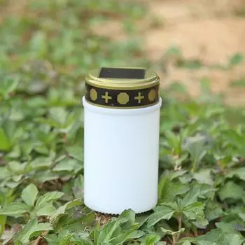 Электронная светодиодная лампа-свеча для кладбища, беспламенная, солнечная декоративная чайная свеча (белый) КДЕ