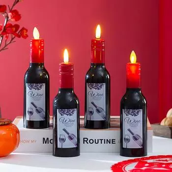 Электронная светодиодная свеча красного вина, имитация Дня святого Валентина, украшения на день рождения, свадьбы, нового года, помолвки, свадебного украшения Wick чёрный