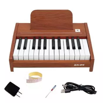 Электронное мини деревянное маленькое 25 цифровое с музыкой мини использует AA шум дерево текстура дерева клавиатура пианино, детское пианино, пианино, игрушка, пианино, клавиши, пианино,