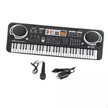 Электронное пианино с 61 клавишей для детей, взаимодействующая с семьей, игрушка для раннего образования, дети чёрный