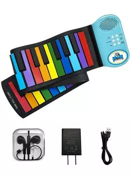 Электронное пианино сворачиваемая радужная силиконовая клавиатура 49 клавиш