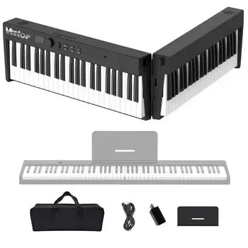 Электронное пианино Veetop с 88 клавиатурами, перезаряжаемое, складное, такого же размера, как у Live MIDI, 128 педалей, небольшое портативное пианино, специальный чехол, японский