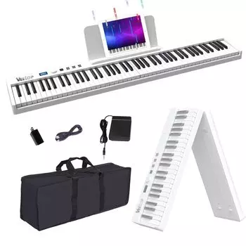 Электронное пианино Veetop с 88 клавиатурами, перезаряжаемое, складное, такого же размера, как у Live MIDI, 128 педалей, портативное пианино, специальный чехол, инструкция на японском языке