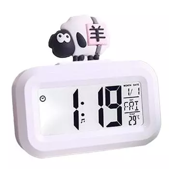 Электронные часы Милый мультфильм светодиодный экран Настольный электронный будильник Данные Время Календарь Температура
