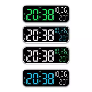 Электронные часы простые будильник многофункциональные светодиодные часы 9 дюймов часы белый/зелёный