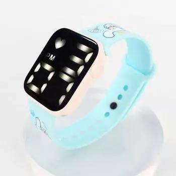 Электронные часы Sanrio Square со светодиодной подсветкой, цифровые наручные часы Cinnamoroll Kuromi My Melody Pochacco