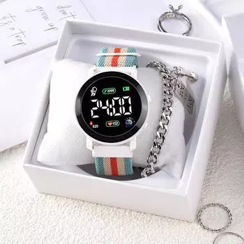 Электронные часы со светодиодной подсветкой Мужские и женские круглые цифровые часы на резинке Спортивные наручные часы Модные аксессуары Уникальные
