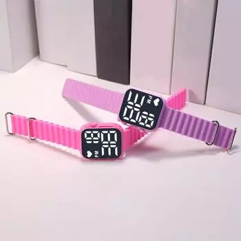 Электронные часы Yousheng, светодиодный цифровой дисплей, стильный квадратный дизайн, удобный силиконовый ремешок, наручные часы с точным временем