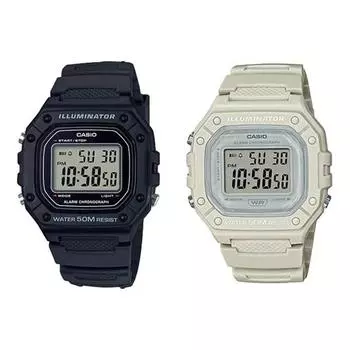 Электронные цифровые часы Casio, комплект из 2 предметов W-218H-1A / W-218HC-8A