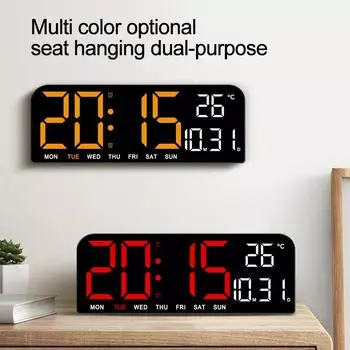 Электронные цифровые часы Температура Дата Неделя Дисплей Регулируемая яркость Настольные часы для офиса Гостиная Спальня Декор оранжевый
