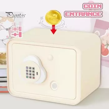 Электронные деньги монета накопительная копилка для мальчиков девочек 8-10 игрушка с паролем отпечаток пальца разблокировка большой емкости веселый образовательный подарок для бежевый