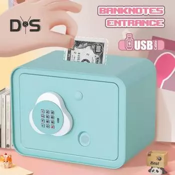 Электронные деньги монета накопительная копилка для мальчиков девочек 8-10 игрушка с паролем отпечаток пальца разблокировка большой емкости веселый образовательный подарок для бежевый