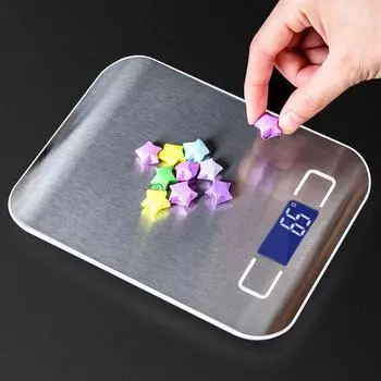 Электронные кухонные весы 5/10 кг, измерительный инструмент с ЖК-дисплеем, цифровые весы из нержавеющей стали, пищевые диетические весы 10kg серебряный