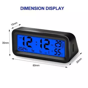 Электронные солнечные автомобильные часы, термометр для приборной панели, влажность, автомобильные часы, цифровое время с подсветкой сзади, поддержка автомобиля