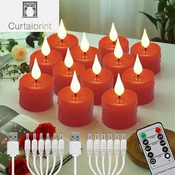 Электронные свечи с таймером дистанционного управления, бездымные, мигающие, перезаряжаемые, свадебные, свечи для украшения дома, чайные свечи