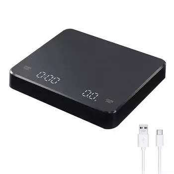 Электронные весы для кофе с таймером и светодиодным экраном USB 3 кг 0,1 г/унция/мл Высокоточные измерения светодиодный автоматический таймер умные кухонные весы 3kg-0.1g чёрный