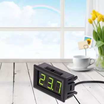 Электронный 12 V термометр с цифровым светодиодным дисплеем и гибким зондом для измерения температуры воды и др зелёный