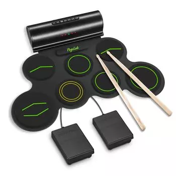 Электронный барабан POGOLAB 7 Pad Drum Kit с Bluetooth Roll Up Drum Practice Midi Drum Rechargeable Foot Pedal For Starter Set, Function, Pad, Kit,