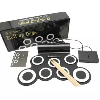 Электронный барабан SMALY Roll Up Drum с питанием от USB, в комплект входит ножная палочка (Встроенный динамик) Педаль/Барабан SMALY-DORAM-1