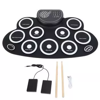 Электронный барабанный барабан Roll Up Pad Set перезаряжаемый встроенный динамик силиконовый электрический тренировочный барабан с D