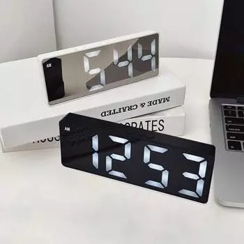 Электронный будильник, низкое энергопотребление, дисплей времени, перезаряжаемый, практичный, светящийся, светодиодный, цифровой для общежития чёрный