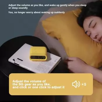 Электронный будильник Yousheng с двумя будильниками, функцией повтора сигнала, подсветкой, регулируемой громкостью, питанием от батареек, небольшой цифровой будильник жёлтый