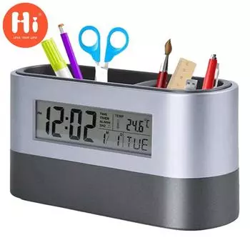 Электронный цифровой держатель ручки Будильник Календарь Температурный дисплей Таймер Будильник
